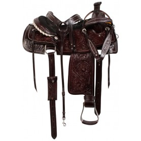 10737 Dark Brown Studded Roper Ranch Western Horse Saddle 16 18