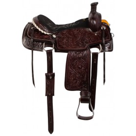 10737 Dark Brown Studded Roper Ranch Western Horse Saddle 16 18