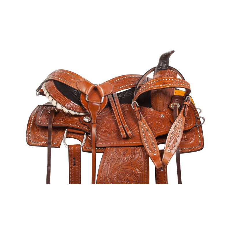 Chestnut Studded Roper Ranch Western Horse Saddle 15 18