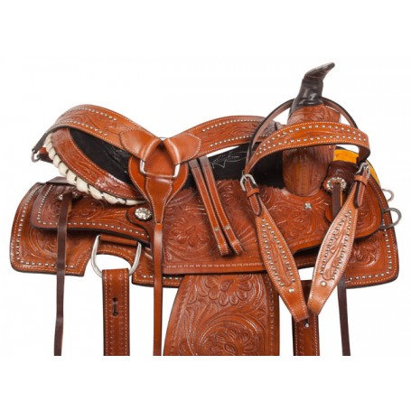 Chestnut Studded Roper Ranch Western Horse Saddle 15 18