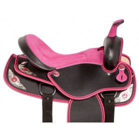10770 Pink Silver Western Synthetic Trail Horse Saddle Tack 14 17