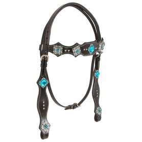 10755 Black Turquoise Blue Silver Buckle Style Western Horse Tack Set