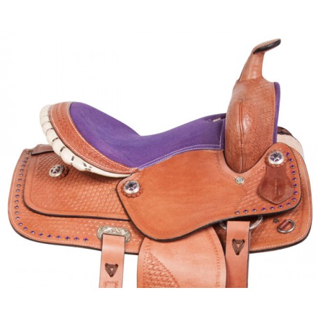 Purple Show Kid Seat Youth Western Pony Saddle Tack 10