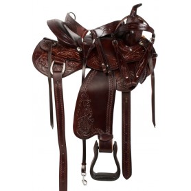 10804 Hand Carved Brown Western Pleasure Horse Saddle Tack 14 17
