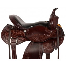 10804 Hand Carved Brown Western Pleasure Horse Saddle Tack 14 17