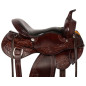 Hand Carved Brown Western Pleasure Horse Saddle Tack 18