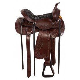 10813 Classic Brown Tooled Western Pleasure Trail Horse Saddle 15 18