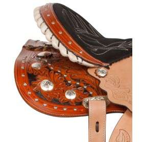 10822 Beautiful Tooled Crystal Western Show Horse Saddle Tack 14 16