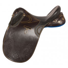 10810 Beautiful Tooled Black Brown Australian Horse Saddle