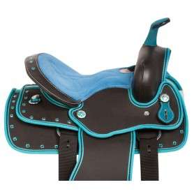 10814 Blue Teal Western Pony Youth Kids Synthetic Saddle Tack 10 13
