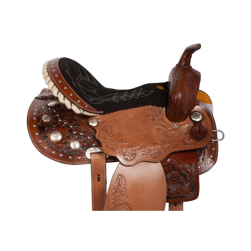Hand Carved Western Pleasure Trail Horse Saddle 14