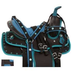 10847 Blue Western Synthetic Kids Seat Horse Saddle Tack 10 13