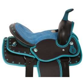 10847 Blue Western Synthetic Kids Seat Horse Saddle Tack 10 13