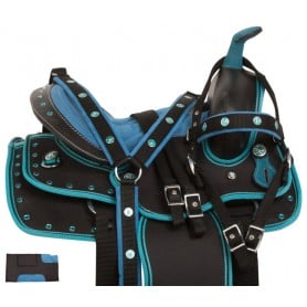 10847H Blue Western Synthetic Kids Seat Horse Saddle Tack 13
