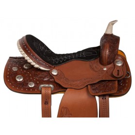 10853 Beautiful Hand Carved Western Trail Horse Saddle Tack 16"