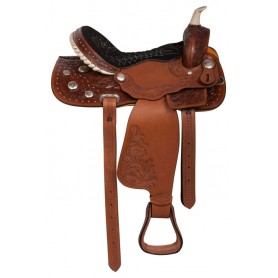 10853 Beautiful Hand Carved Western Trail Horse Saddle Tack 16"