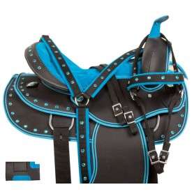 10854 Blue Synthetic Light Weight Western Horse Saddle 14 18