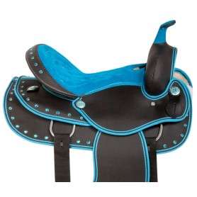 10854 Blue Synthetic Light Weight Western Horse Saddle 14 18