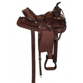 10900 Brown Synthetic Pleasure Trail Western Horse Saddle Set 14 18
