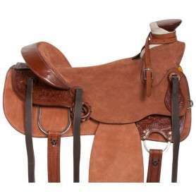 10907 Western Rough Out Ranch Roping Leather Horse Saddle 15 17