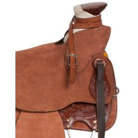 10907 Western Rough Out Ranch Roping Leather Horse Saddle 15 17