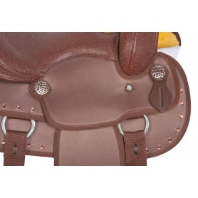 10154 Brown Crystal Western Synthetic Show Trail Horse Saddle 14"