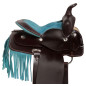 10" Turquoise Fringe Brown Western Horse Saddle Tack