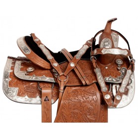 10936 Light Chestnut Hand Carved Silver Show Western Saddle