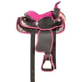 10937 Pink Texas Star Youth Synthetic Western Horse Saddle 10 13