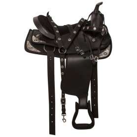 10946 Texas Star Black Dura Leather Western Horse Saddle 15 17