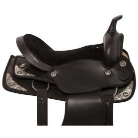 10946 Texas Star Black Dura Leather Western Horse Saddle 15 17
