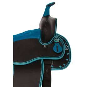 10961 Two Tone Blue Western Synthetic Show Horse Saddle 14 18