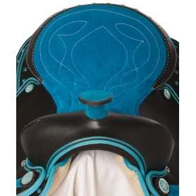 10961 Two Tone Blue Western Synthetic Show Horse Saddle 14 18
