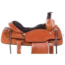 11015 Tooled Chestnut Western Leather Roping Ranch Horse Saddle