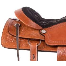 11015 Tooled Chestnut Western Leather Roping Ranch Horse Saddle