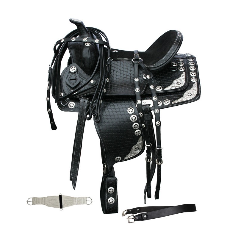 Black Show 15 Texas Star saddle ,Bridle ,Breast collar set