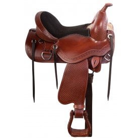 11028 Treeless Western Pleasure Trail Leather Tooled Horse Saddle Tack Package