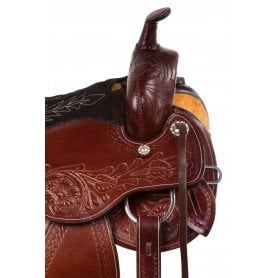 11038 Classic Tooled Comfy Mahogany Western Pleasure Trail Leather Horse Saddle Tack
