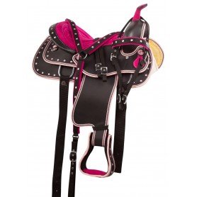 11042 Pink Crystal Light Weight Western Synthetic Show Trail Horse Saddle Tack