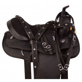 11044 Black Synthetic Round Skirt Western Pleasure Trail Horse Saddle Tack Set