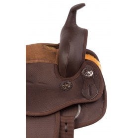 11046 Light Weight Brown Synthetic Western Round Skirt Trail Horse Saddle Tack Set