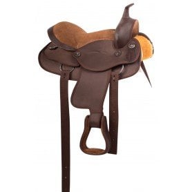 11046 Light Weight Brown Synthetic Western Round Skirt Trail Horse Saddle Tack Set