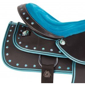 11040 Blue Crystal Synthetic Western Show Trail Horse Saddle Tack Set
