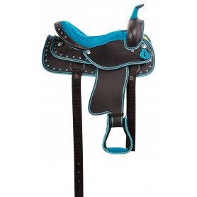 11040 Blue Crystal Synthetic Western Show Trail Horse Saddle Tack Set