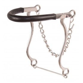 A26100 Stainless Steel Black Rubber Nose Band Western Hackamore Bitless Horse Bit