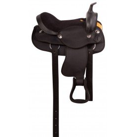 11044G Gaited Black Synthetic Round Skirt Western Trail Horse Saddle Tack Set