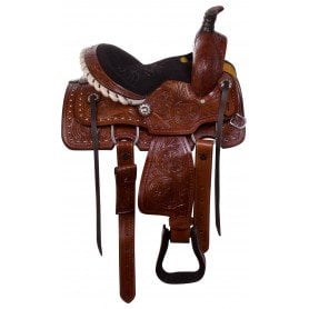 10" Children Youth Western Leather Kids Roping Ranch Pony Saddle Tack