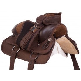 11079 Brown Synthetic Western Youth Kid Seat Quarter Horse Saddle Tack