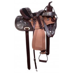 11081 Gothic Skull Barrel Racing Western Trail Show Leather Horse Saddle Tack Set