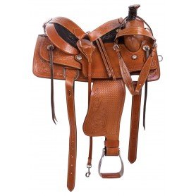 11083 Premium Hand Carved Western Roping Ranch Work Leather Horse Saddle Tack Set